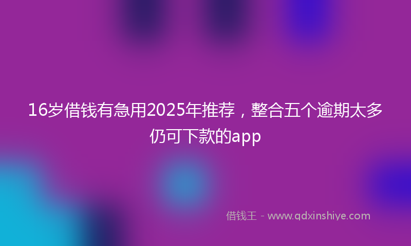 16岁借钱有急用2025年推荐，整合五个逾期太多仍可下款的app