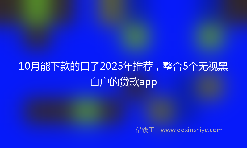 10月能下款的口子2025年推荐，整合5个无视黑白户的贷款app