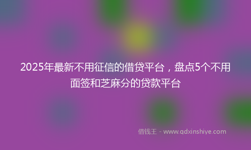 2025年最新不用征信的借贷平台，盘点5个不用面签和芝麻分的贷款平台