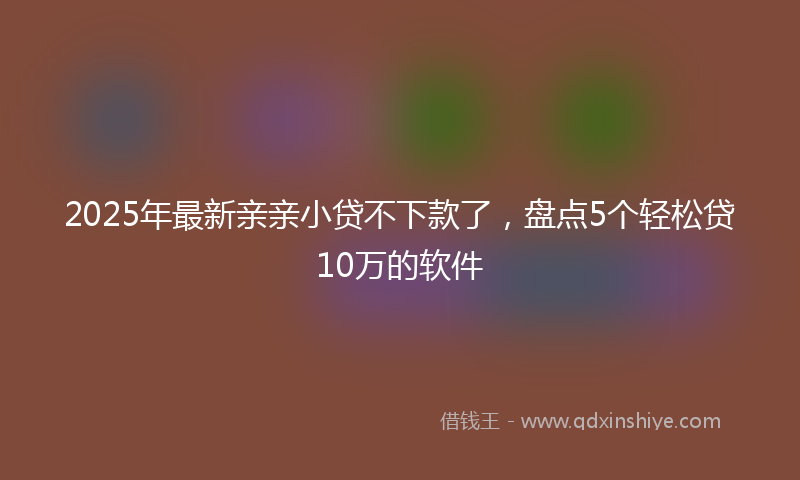 2025年最新亲亲小贷不下款了，盘点5个轻松贷10万的软件