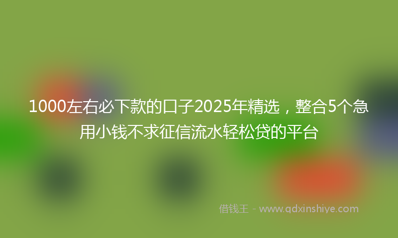 1000左右必下款的口子2025年精选，整合5个急用小钱不求征信流水轻松贷的平台