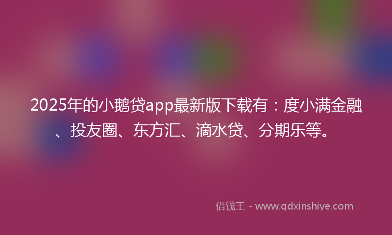 2025年的小鹅贷app最新版下载有：度小满金融、投友圈、东方汇、滴水贷、分期乐等。