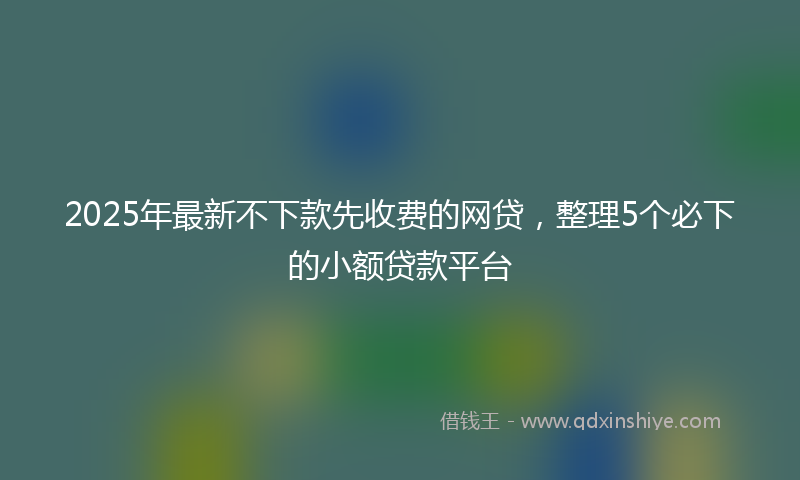 2025年最新不下款先收费的网贷，整理5个必下的小额贷款平台