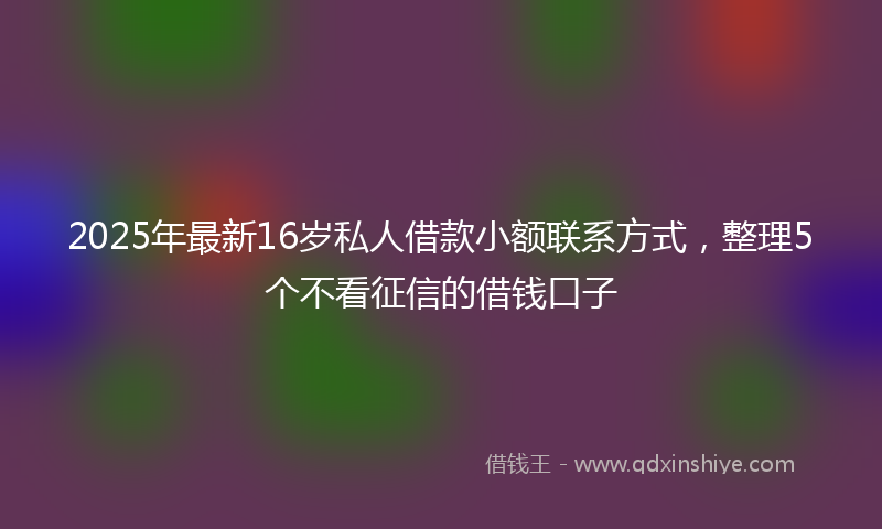 2025年最新16岁私人借款小额联系方式，整理5个不看征信的借钱口子