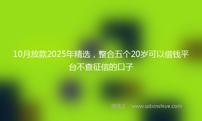 10月放款2025年精选，整合五个20岁可以借钱平台不查征信的口子