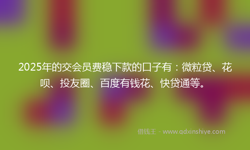 2025年的交会员费稳下款的口子有：微粒贷、花呗、投友圈、百度有钱花、快贷通等。