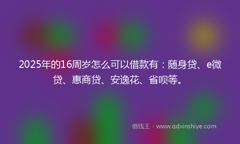 2025年的16周岁怎么可以借款有：随身贷、e微贷、惠商贷、安逸花、省呗等。