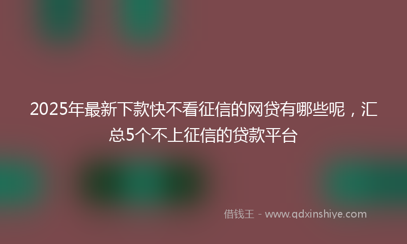 2025年最新下款快不看征信的网贷有哪些呢，汇总5个不上征信的贷款平台