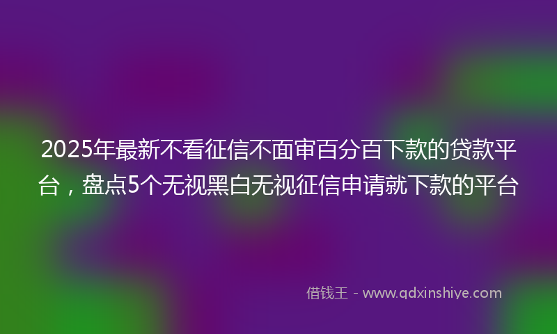 2025年最新不看征信不面审百分百下款的贷款平台，盘点5个无视黑白无视征信申请就下款的平台