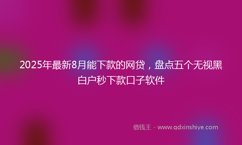 2025年最新8月能下款的网贷，盘点五个无视黑白户秒下款口子软件