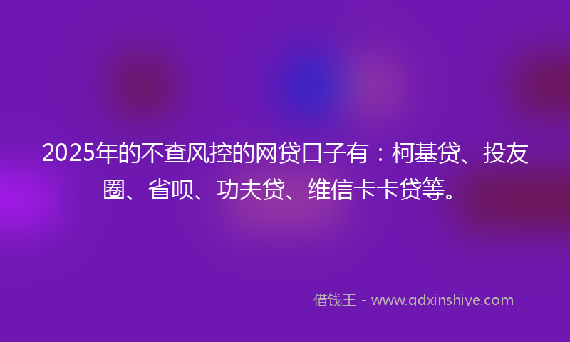 2025年的不查风控的网贷口子有：柯基贷、投友圈、省呗、功夫贷、维信卡卡贷等。