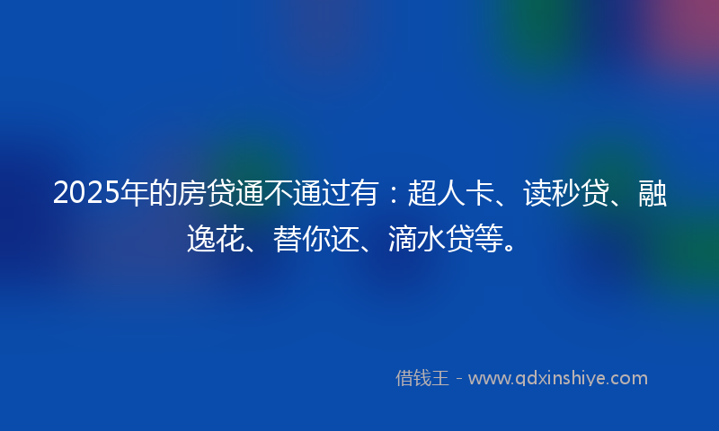 2025年的房贷通不通过有：超人卡、读秒贷、融逸花、替你还、滴水贷等。