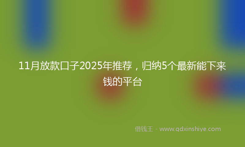 11月放款口子2025年推荐，归纳5个最新能下来钱的平台