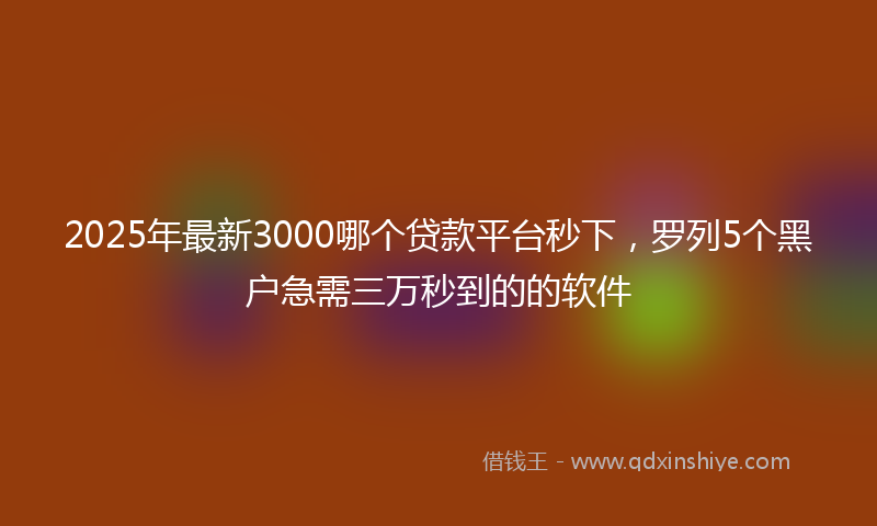 2025年最新3000哪个贷款平台秒下，罗列5个黑户急需三万秒到的的软件
