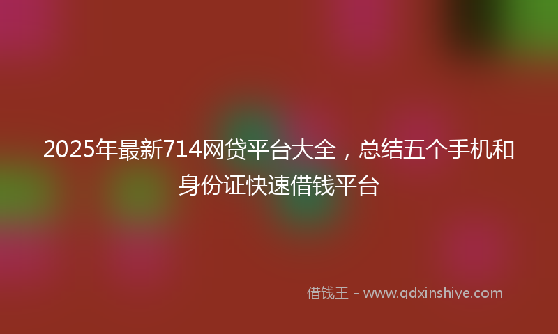 2025年最新714网贷平台大全，总结五个手机和身份证快速借钱平台