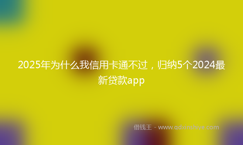 2025年为什么我信用卡通不过，归纳5个2024最新贷款app
