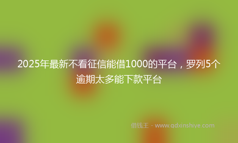 2025年最新不看征信能借1000的平台，罗列5个逾期太多能下款平台