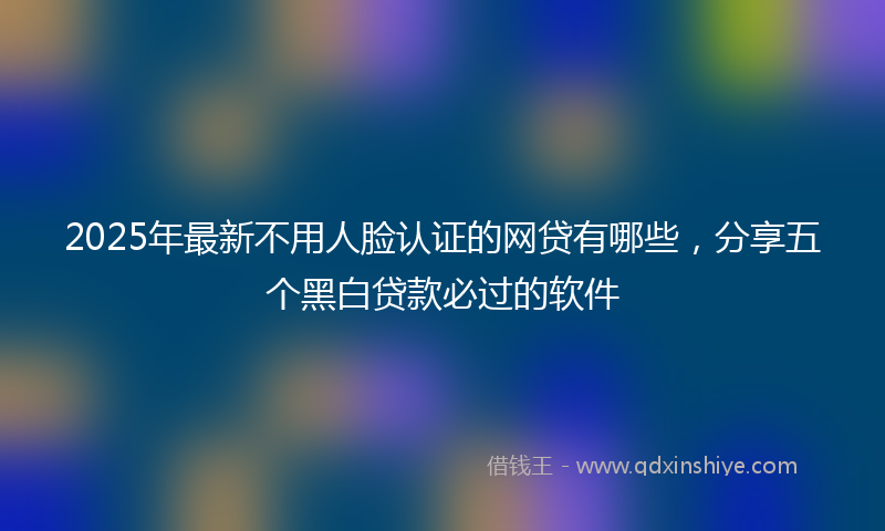 2025年最新不用人脸认证的网贷有哪些，分享五个黑白贷款必过的软件