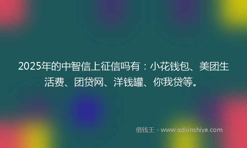 2025年的中智信上征信吗有：小花钱包、美团生活费、团贷网、洋钱罐、你我贷等。
