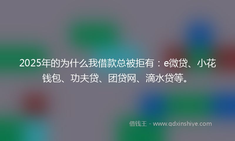 2025年的为什么我借款总被拒有：e微贷、小花钱包、功夫贷、团贷网、滴水贷等。