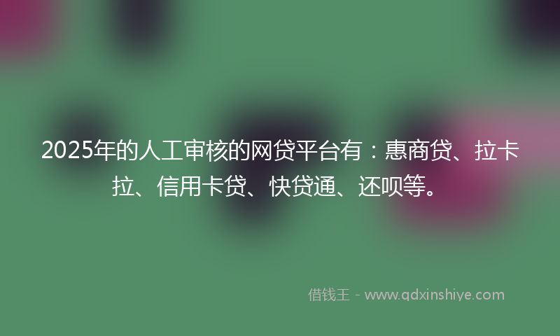2025年的人工审核的网贷平台有：惠商贷、拉卡拉、信用卡贷、快贷通、还呗等。
