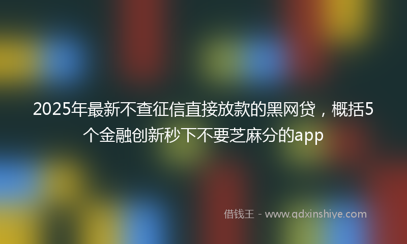 2025年最新不查征信直接放款的黑网贷，概括5个金融创新秒下不要芝麻分的app