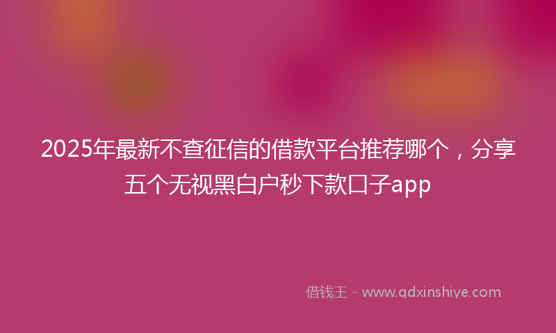2025年最新不查征信的借款平台推荐哪个，分享五个无视黑白户秒下款口子app