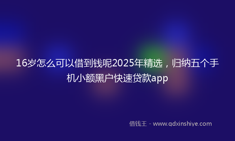 16岁怎么可以借到钱呢2025年精选，归纳五个手机小额黑户快速贷款app