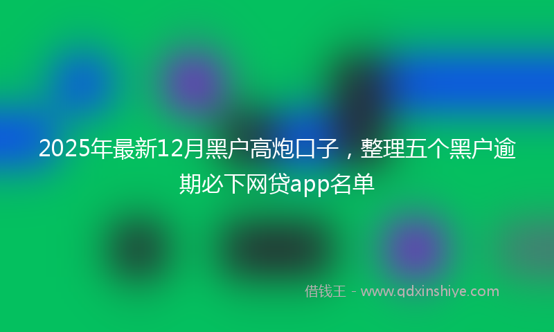 2025年最新12月黑户高炮口子，整理五个黑户逾期必下网贷app名单