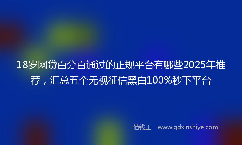 18岁网贷百分百通过的正规平台有哪些2025年推荐，汇总五个无视征信黑白100%秒下平台