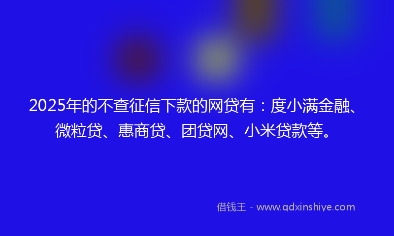 2025年的不查征信下款的网贷有：度小满金融、微粒贷、惠商贷、团贷网、小米贷款等。