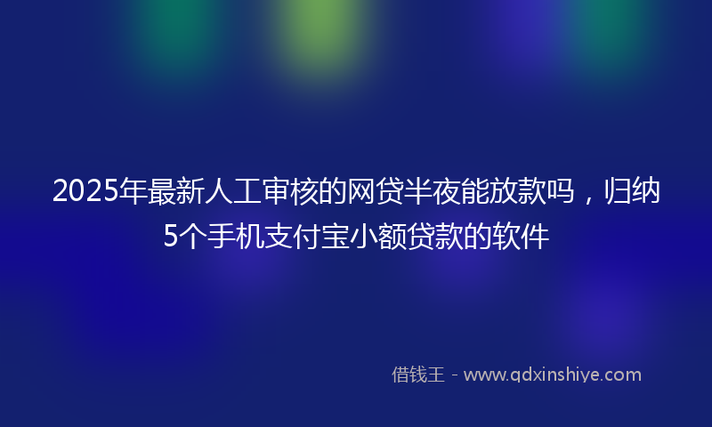 2025年最新人工审核的网贷半夜能放款吗，归纳5个手机支付宝小额贷款的软件