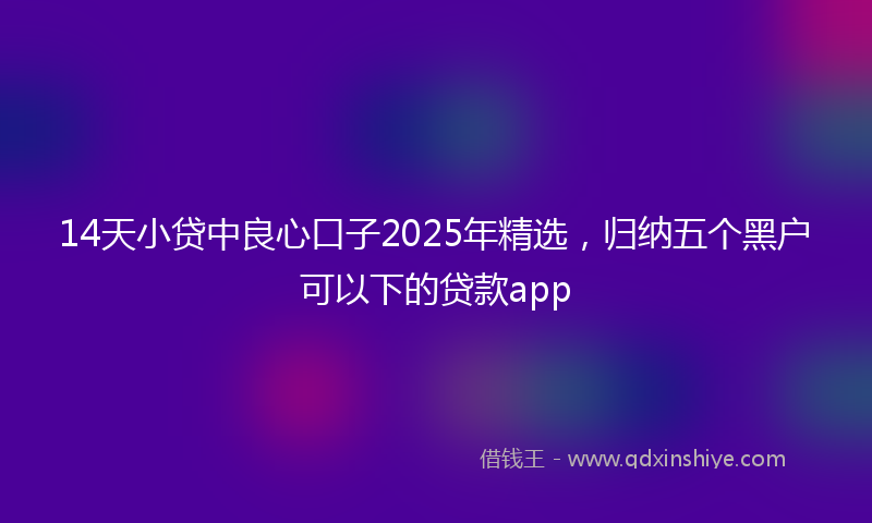 14天小贷中良心口子2025年精选，归纳五个黑户可以下的贷款app
