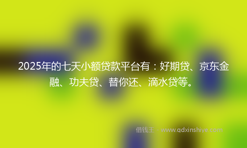 2025年的七天小额贷款平台有：好期贷、京东金融、功夫贷、替你还、滴水贷等。