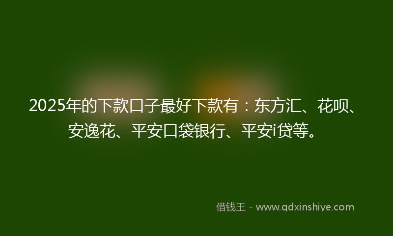 2025年的下款口子最好下款有：东方汇、花呗、安逸花、平安口袋银行、平安i贷等。