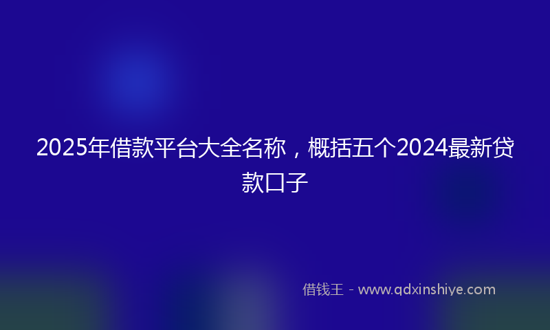2025年借款平台大全名称，概括五个2024最新贷款口子