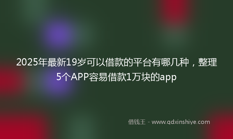 2025年最新19岁可以借款的平台有哪几种，整理5个APP容易借款1万块的app