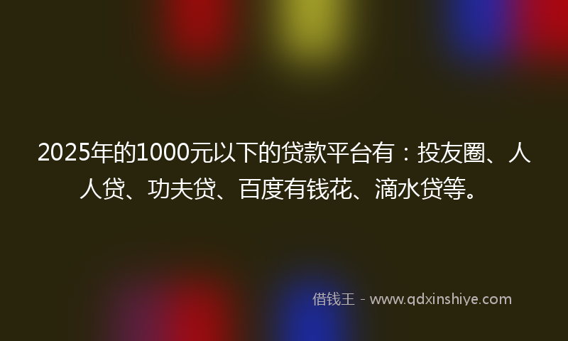 2025年的1000元以下的贷款平台有：投友圈、人人贷、功夫贷、百度有钱花、滴水贷等。