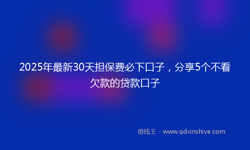 2025年最新30天担保费必下口子，分享5个不看欠款的贷款口子