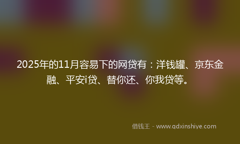 2025年的11月容易下的网贷有：洋钱罐、京东金融、平安i贷、替你还、你我贷等。