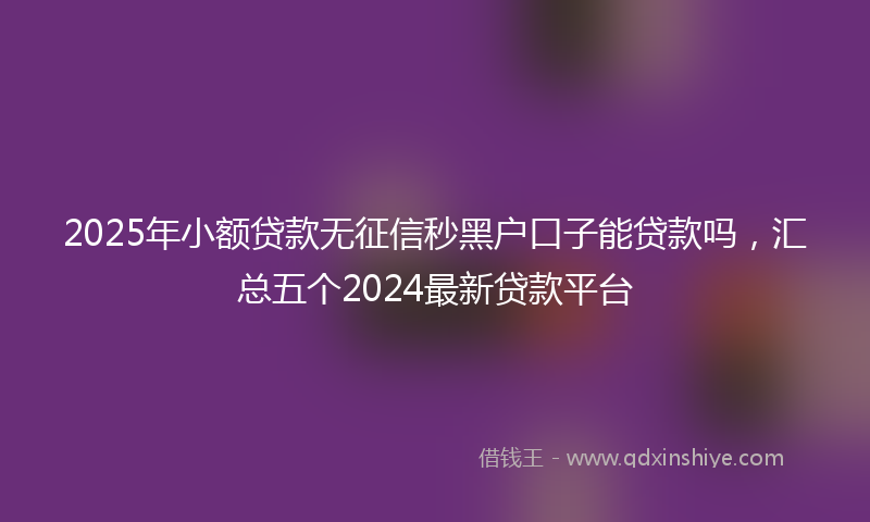 2025年小额贷款无征信秒黑户口子能贷款吗，汇总五个2024最新贷款平台