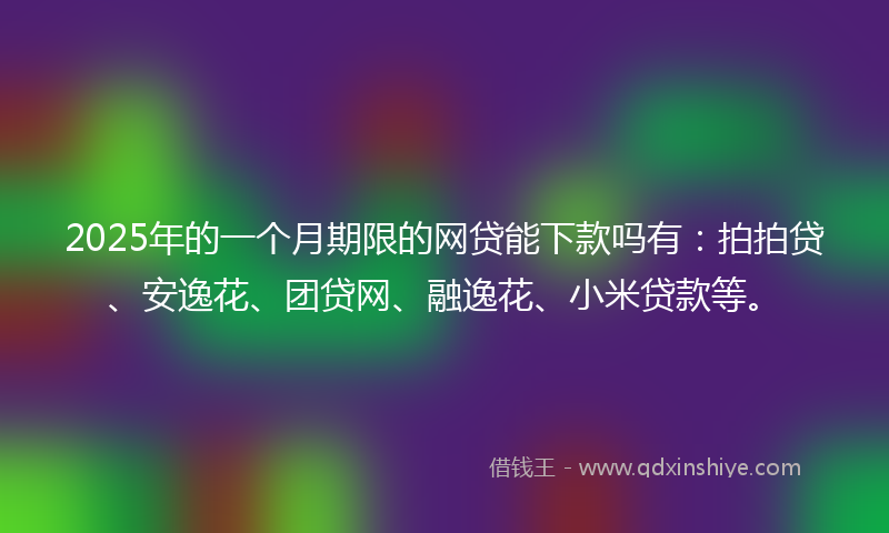 2025年的一个月期限的网贷能下款吗有：拍拍贷、安逸花、团贷网、融逸花、小米贷款等。