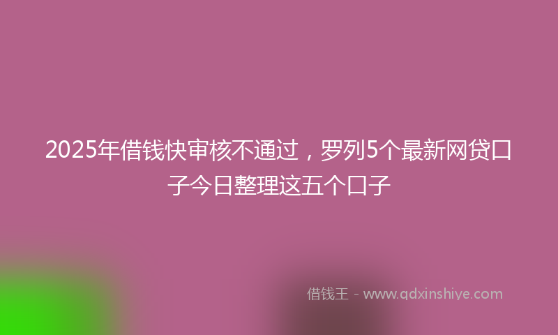 2025年借钱快审核不通过，罗列5个最新网贷口子今日整理这五个口子