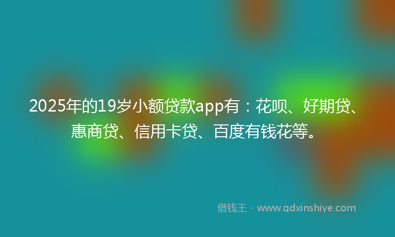 2025年的19岁小额贷款app有：花呗、好期贷、惠商贷、信用卡贷、百度有钱花等。