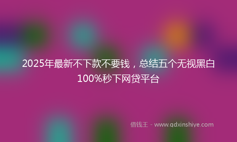 2025年最新不下款不要钱，总结五个无视黑白100%秒下网贷平台