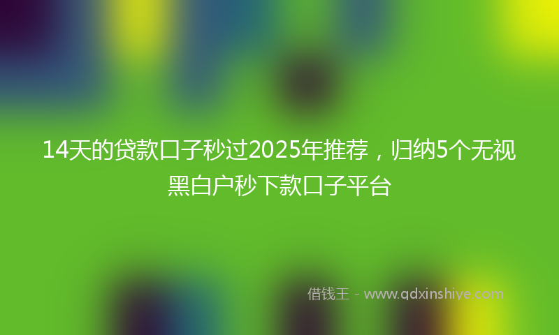 14天的贷款口子秒过2025年推荐，归纳5个无视黑白户秒下款口子平台