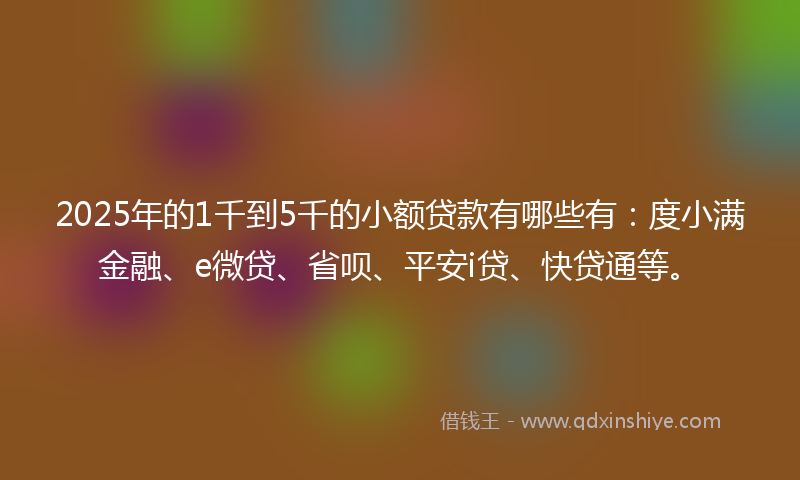 2025年的1千到5千的小额贷款有哪些有：度小满金融、e微贷、省呗、平安i贷、快贷通等。