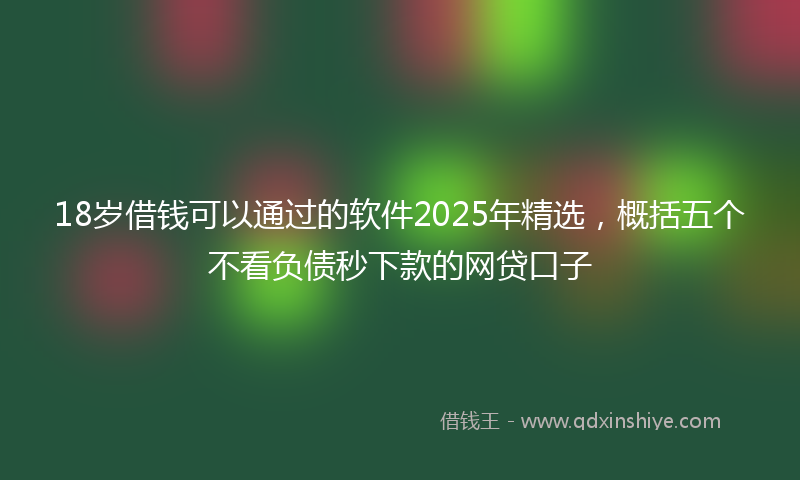 18岁借钱可以通过的软件2025年精选，概括五个不看负债秒下款的网贷口子
