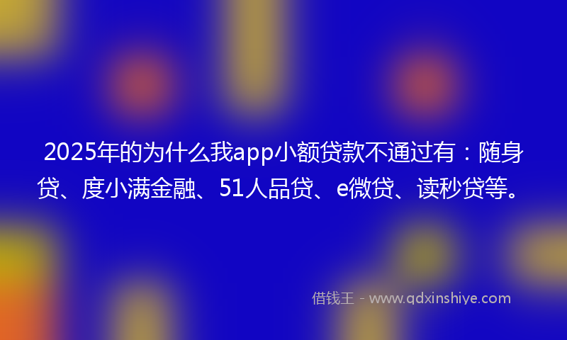 2025年的为什么我app小额贷款不通过有：随身贷、度小满金融、51人品贷、e微贷、读秒贷等。