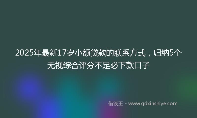 2025年最新17岁小额贷款的联系方式，归纳5个无视综合评分不足必下款口子